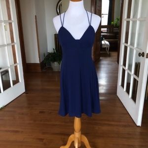 EXPRESS Navy Blue Strappy Sundress Cut-Out Back Flowing Skirt NWT Size 8